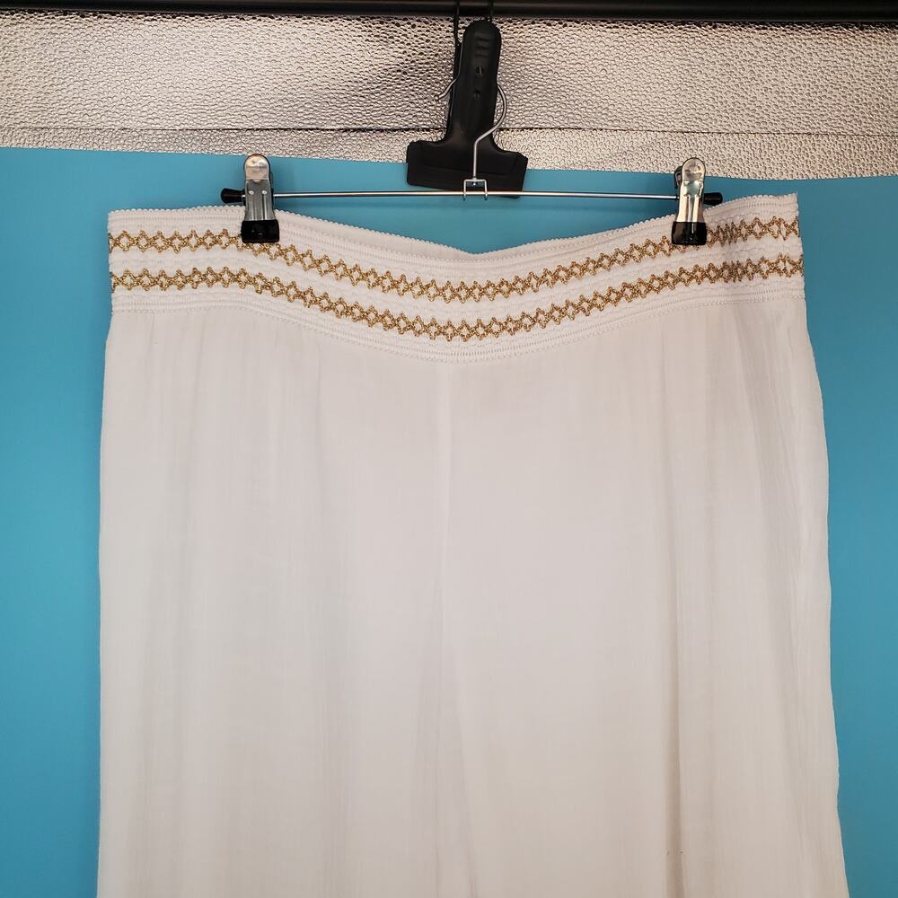 JM Collection Pants Size Medium White Lined Wide Leg Elastic Waist - Picture 2 of 6